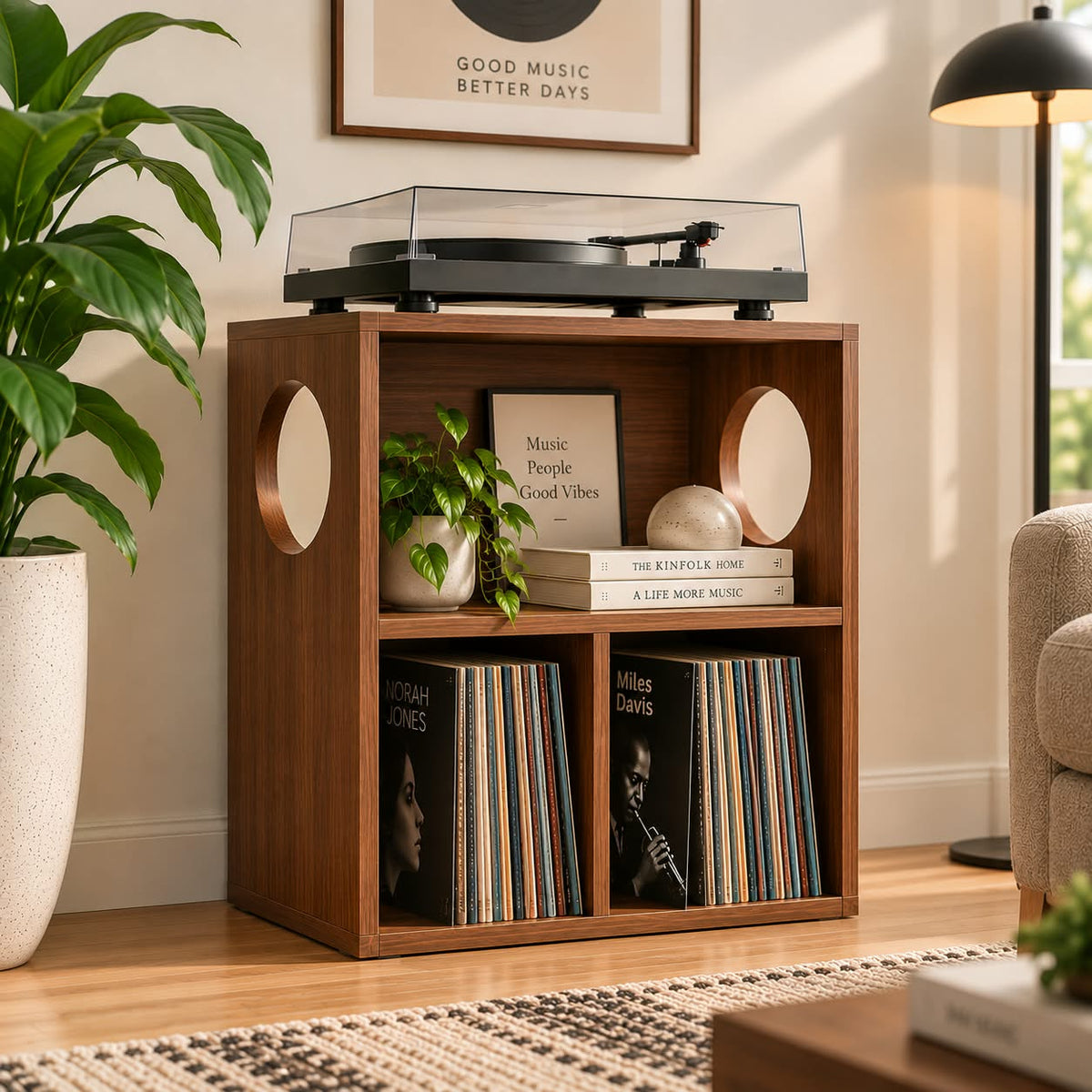 レコードプレーヤー台 レコード収納付き – ターンテーブルスタンド＆LPレコード整理ラック 幅60/80/100cm