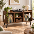 Record Player Stand with Vinyl Storage – Modern Turntable Stand & LP Organizer