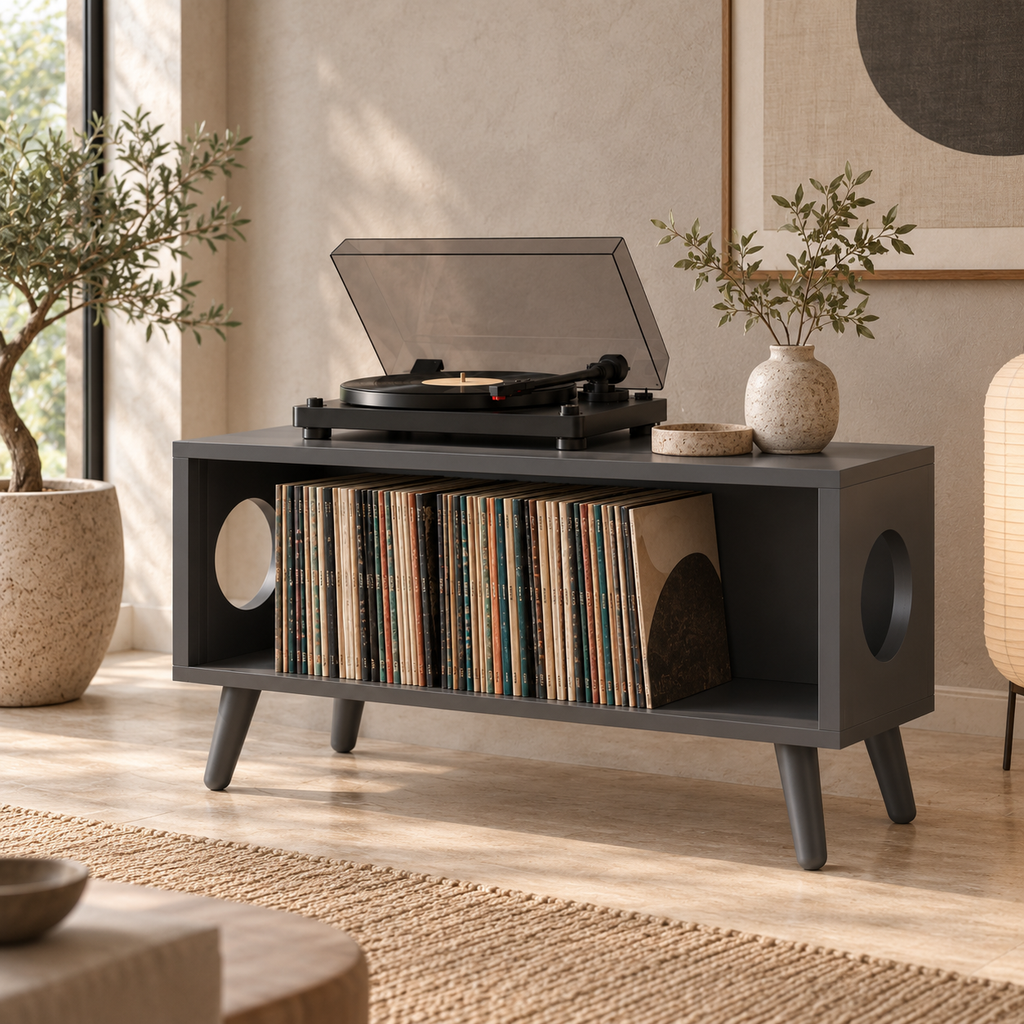 ロープロファイル レコードプレーヤー・スタンド ― レコード収納＆ターンテーブル用家具
