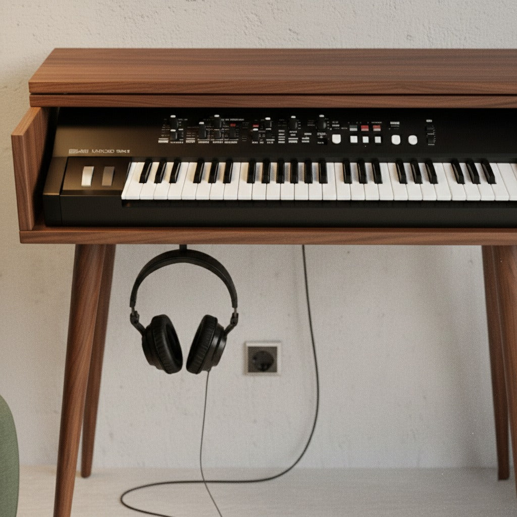 コンテンポラリー・デジタルピアノスタンド – ミニマリスト・キーボードコンソール＆モダンピアノ家具