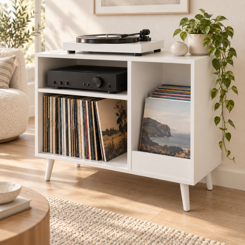 Record Player Stand with Vinyl Storage – 60 cm Turntable Stand & LP Organizer