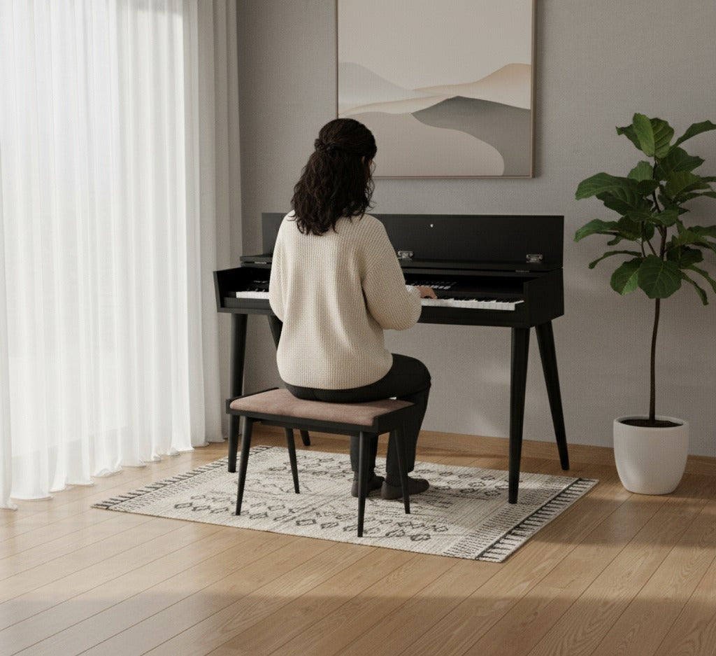 Modern Piano Stand – Digital Keyboard Stand, Minimalist MDF Piano Furniture & Music Room Console