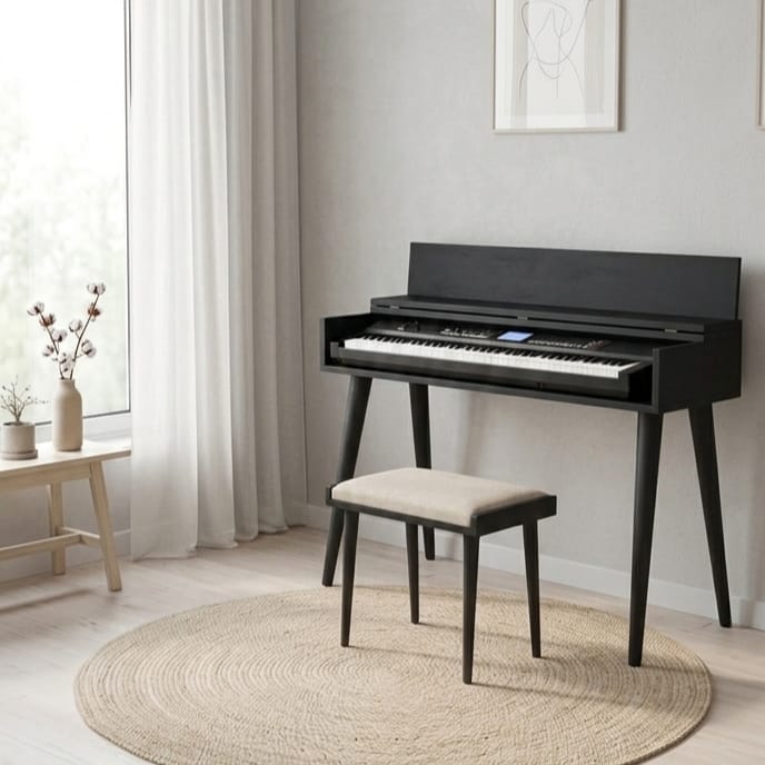 Custom Piano Stand, Digital Piano Stand, Keyboard Stand, MIDI Keyboard Desk, 88 Key Piano Furniture, Modern Walnut Music Stand