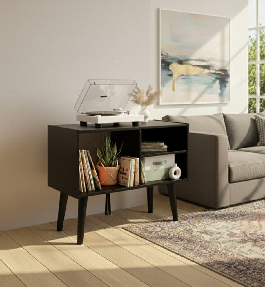 Record Player Stand with Vinyl Storage – Turntable Cabinet & LP Organizer