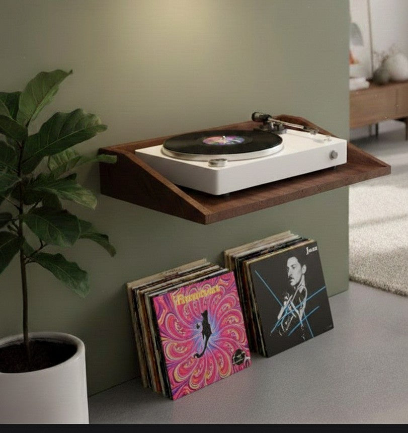 レコードプレーヤー・プロジェクター・音響機器用カスタムMDFフローティングウォールシェルフ – モダンな省スペースディスプレイ