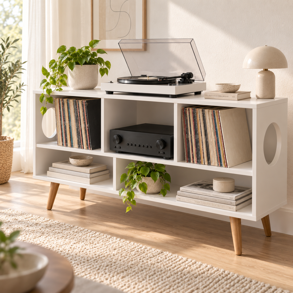 Record Player Stand with Vinyl Storage – Turntable Stand