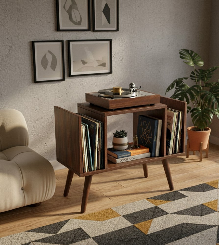 Compact Record Player Stand with Vinyl Storage – 67.5 cm Turntable Stand & LP Organizer