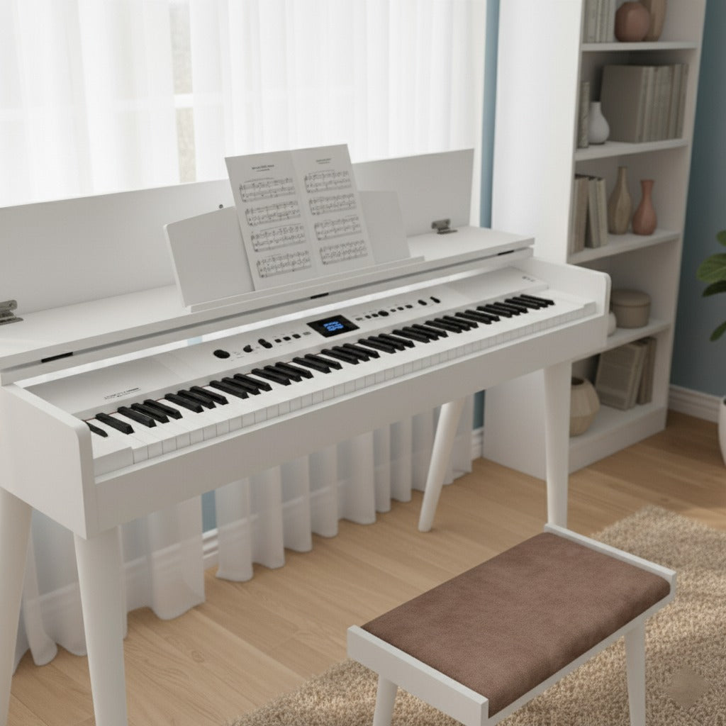 Custom Piano Stand, Digital Piano Stand, Keyboard Stand, MIDI Keyboard Desk, 88 Key Piano Furniture, Modern Walnut Music Stand, MDF Hasan
