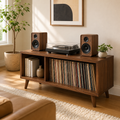 ミッドセンチュリー調レコードプレーヤー台（レコード収納付き）– LPオーガナイザー＆ターンテーブルスタンド