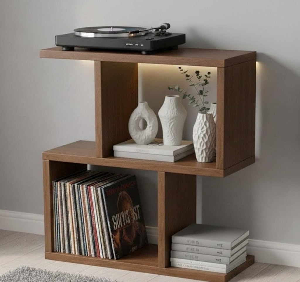 Compact Record Player Stand with Vinyl Storage – 55 cm Turntable Stand & LP Organizer