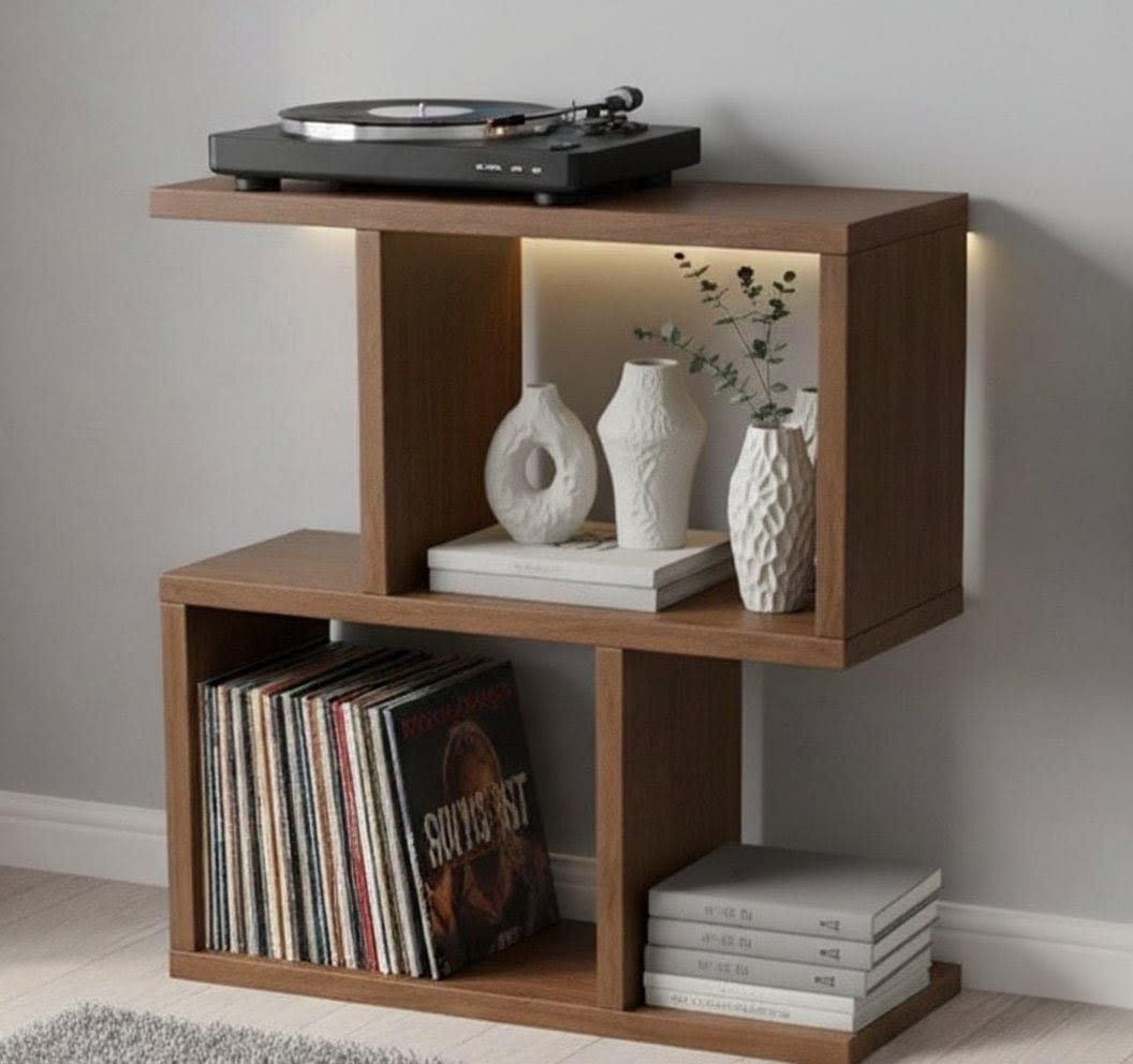 Compact Record Player Stand with Vinyl Storage – 55 cm Turntable Stand & LP Organizer