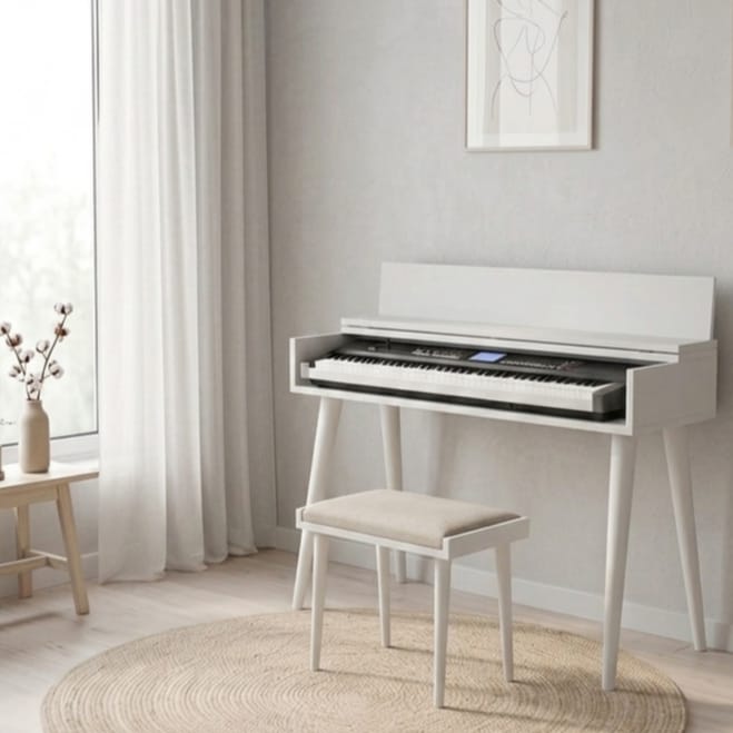 Custom Piano Stand, Digital Piano Stand, Keyboard Stand, MIDI Keyboard Desk, 88 Key Piano Furniture, Modern Walnut Music Stand