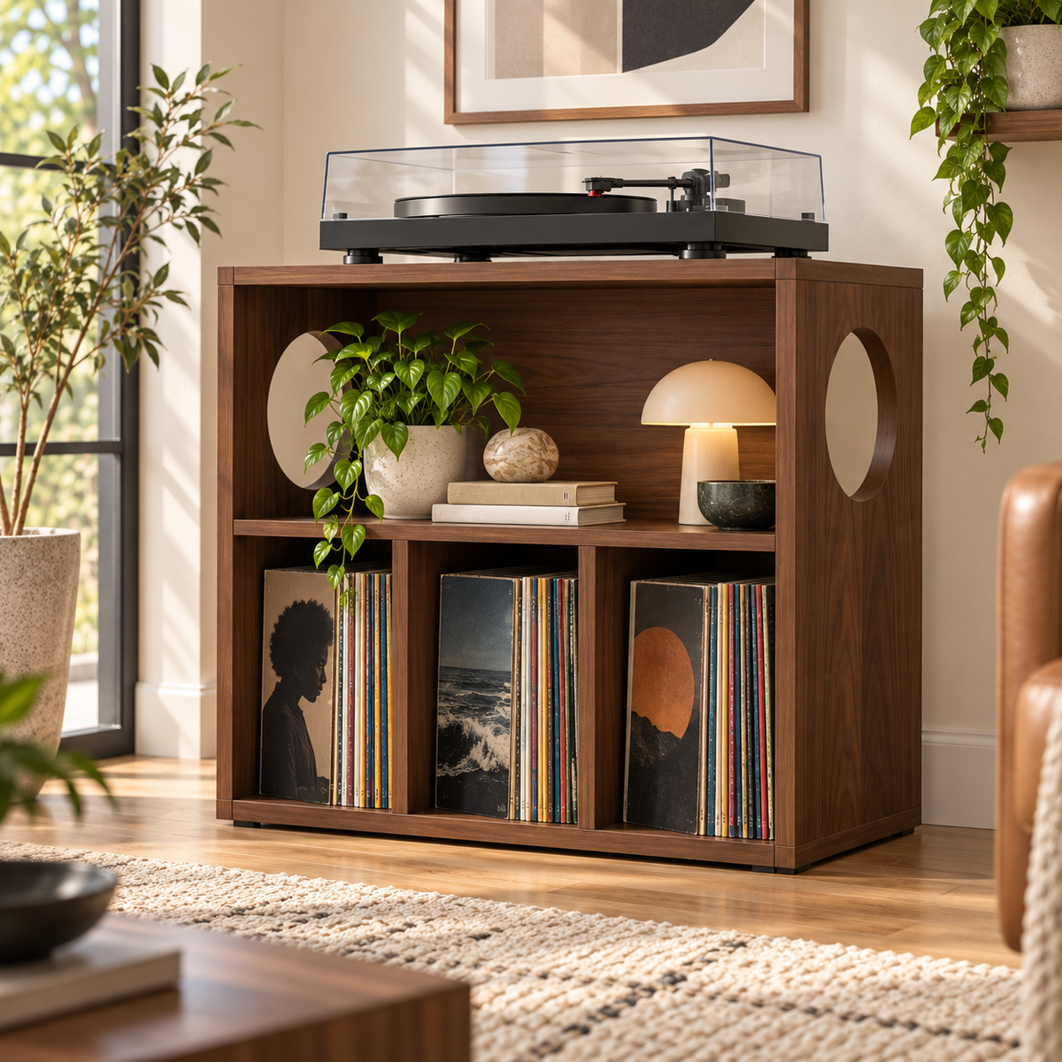 Record Player Stand with Vinyl Storage – Turntable Stand