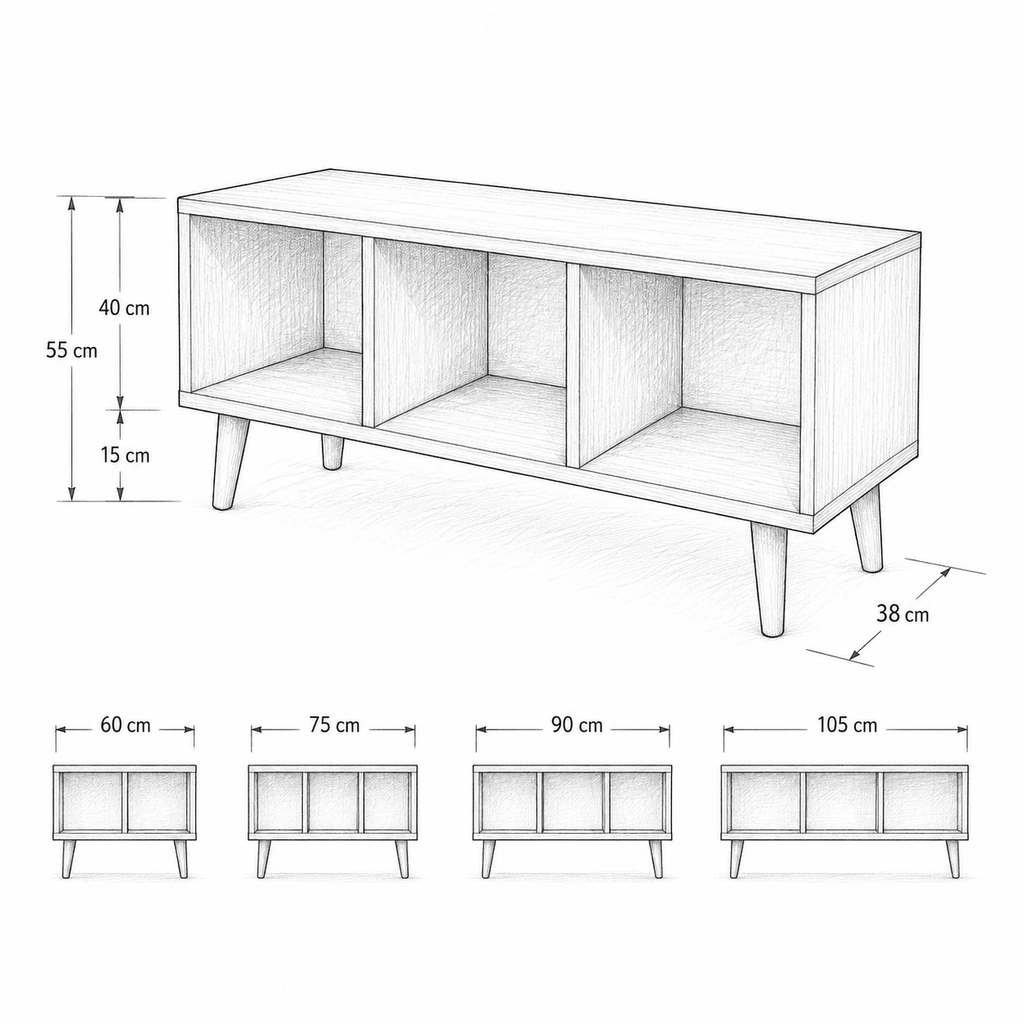 Modern Record Player Stand with Vinyl Storage – Turntable Stand & LP Organizer