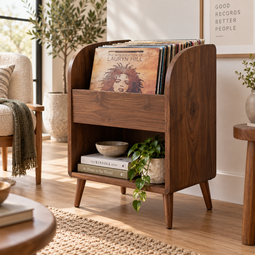 Vinyl Record Storage Cabinet, LP Organizer, Mid Century Modern Record Stand, Vinyl Display Furniture, Music Room Storage