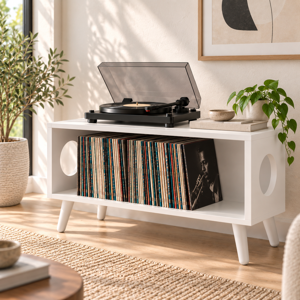 ロープロファイル レコードプレーヤー・スタンド ― レコード収納＆ターンテーブル用家具