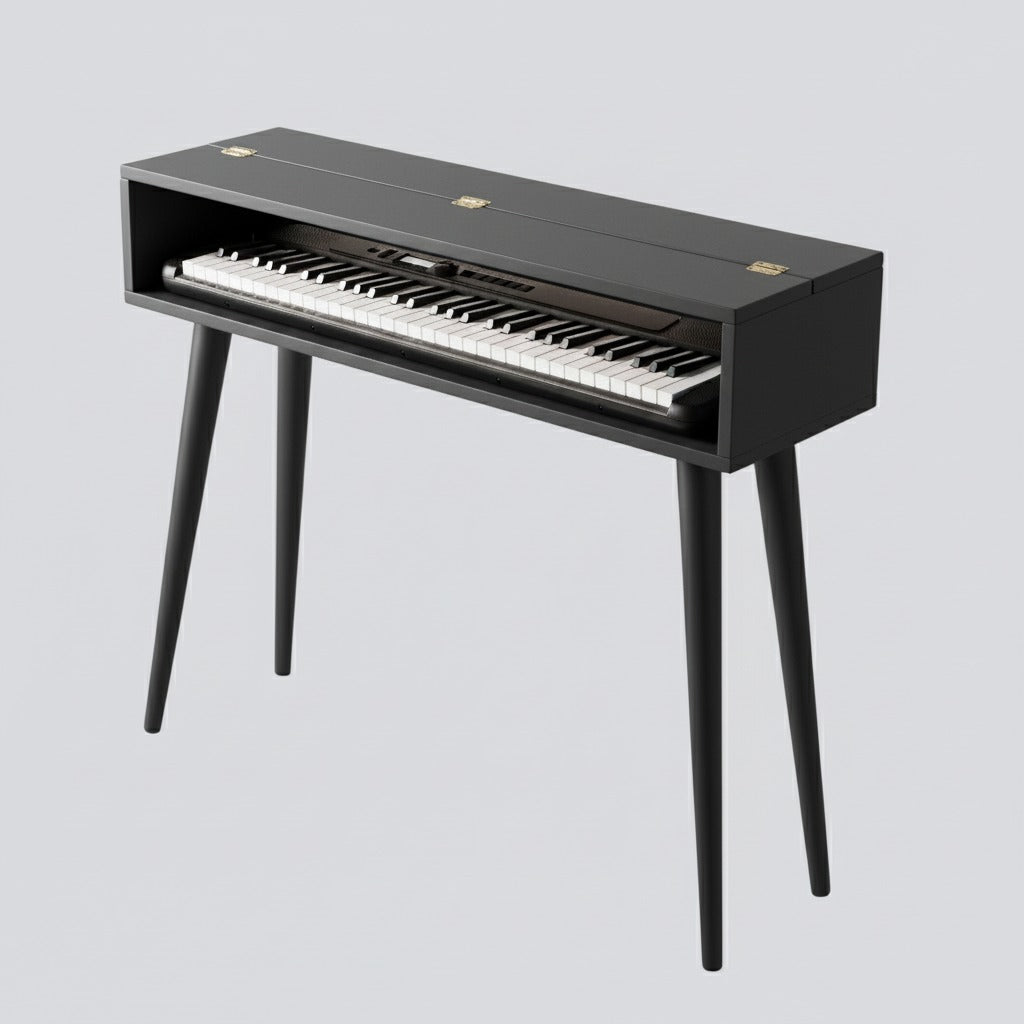 コンテンポラリー・デジタルピアノスタンド – ミニマリスト・キーボードコンソール＆モダンピアノ家具