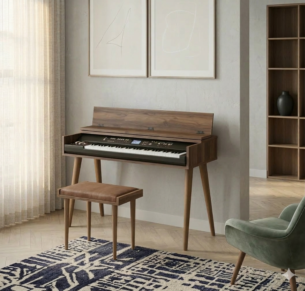 MDF Piano Stand, Digital Piano Stand, Keyboard Stand, Electric Piano Furniture, Piano Keyboard Table, Modern Music Stand, Home Studio