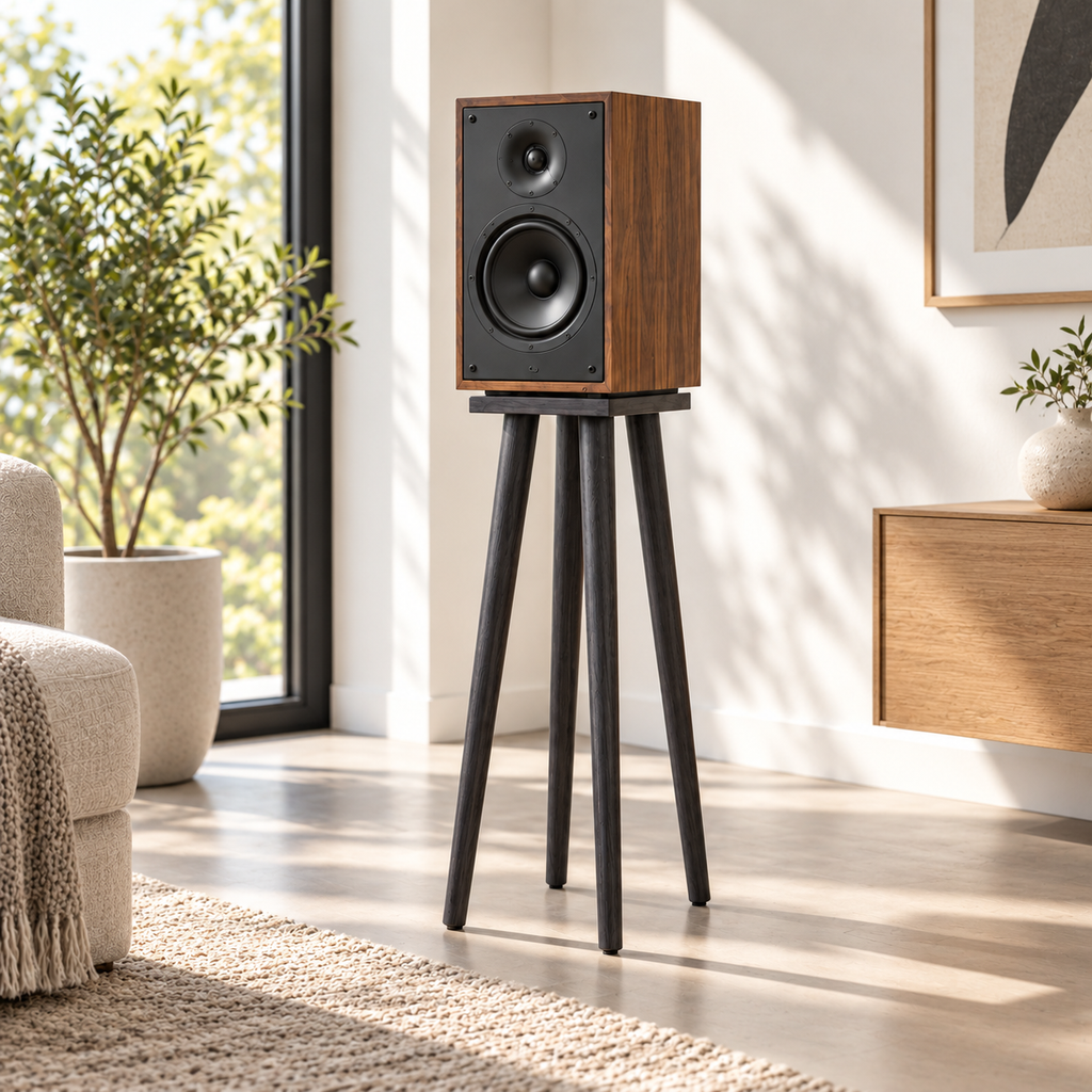 Speaker Stands Set of 2, Heavy Duty Speaker Stand, Mid Century Modern Speaker Stand, Wooden Audio Stand, HiFi Speaker Stand