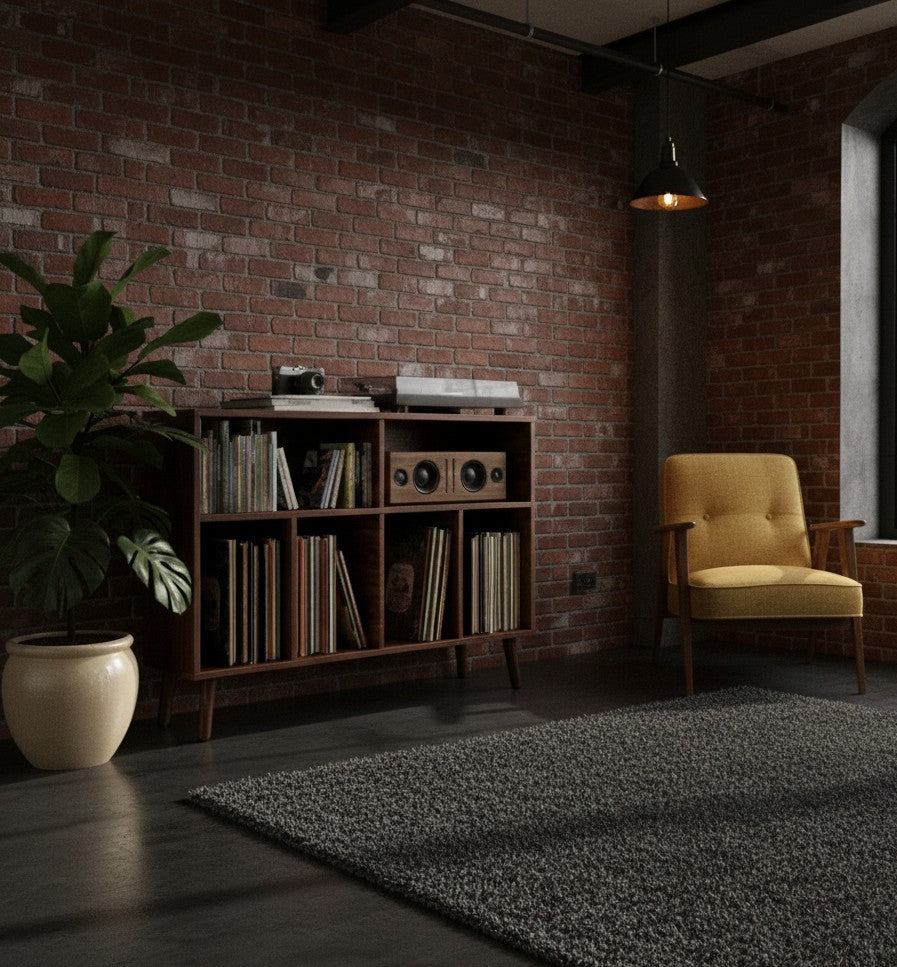 Modern Record Player Stand with Vinyl Storage – Turntable Table & LP Organizer