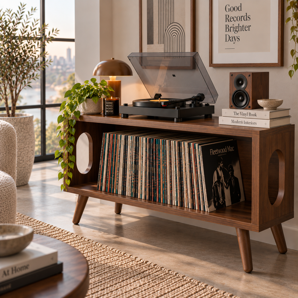 Low Profile Record Player Stand – Vinyl Storage & Turntable Furniture