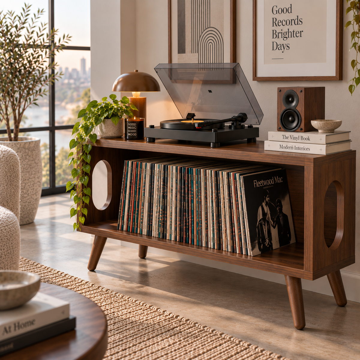 Low Profile Record Player Stand – Vinyl Storage & Turntable Furniture