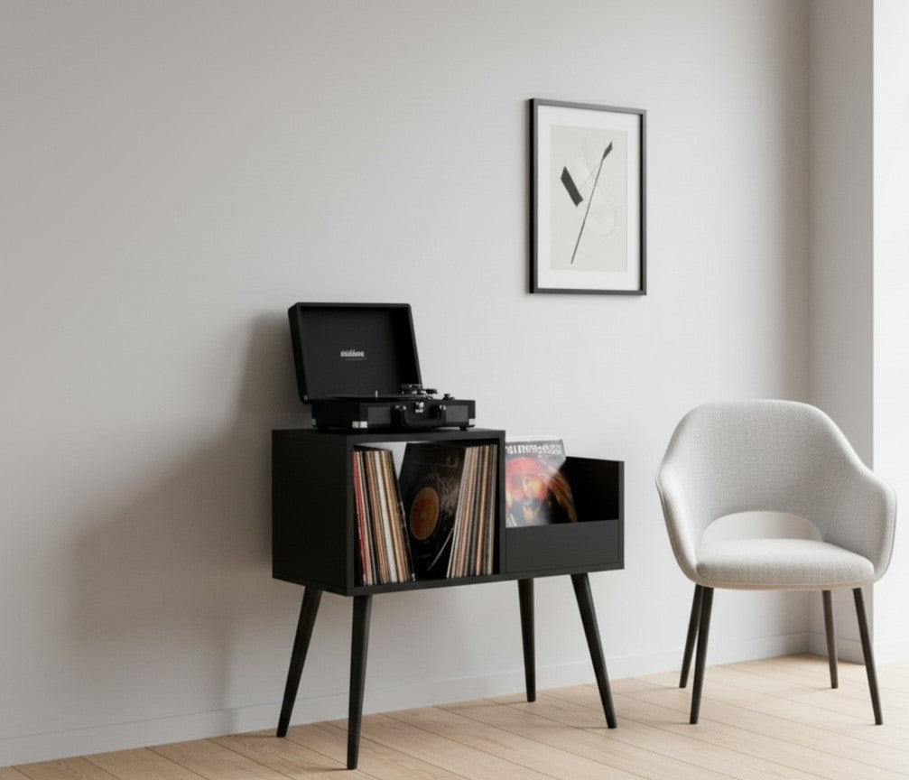 80 cm Record Player Stand with Vinyl Storage – 70 cm Tall Turntable Stand & LP Organizer