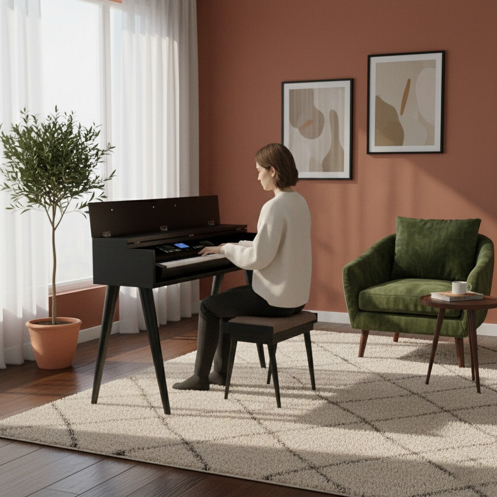 Minimalist Digital Piano Stand – Modern Keyboard Furniture, Custom MDF Piano Console for Home & Studio