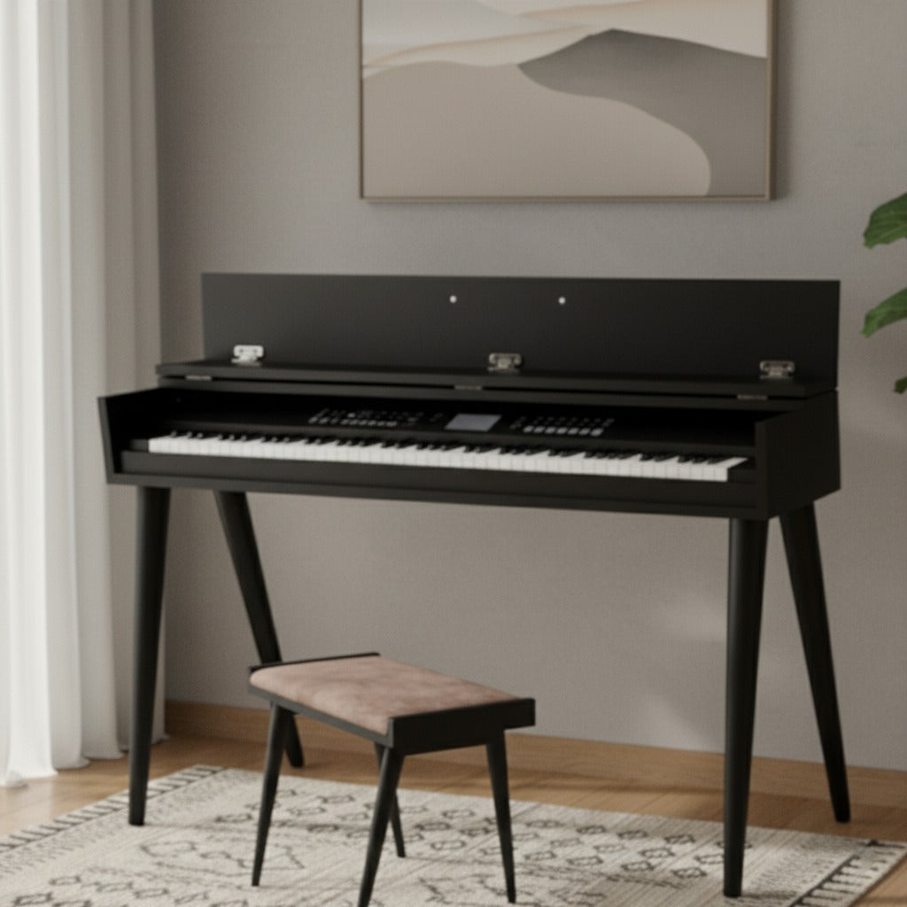 Modern Piano Stand – Digital Keyboard Stand, Minimalist MDF Piano Furniture & Music Room Console