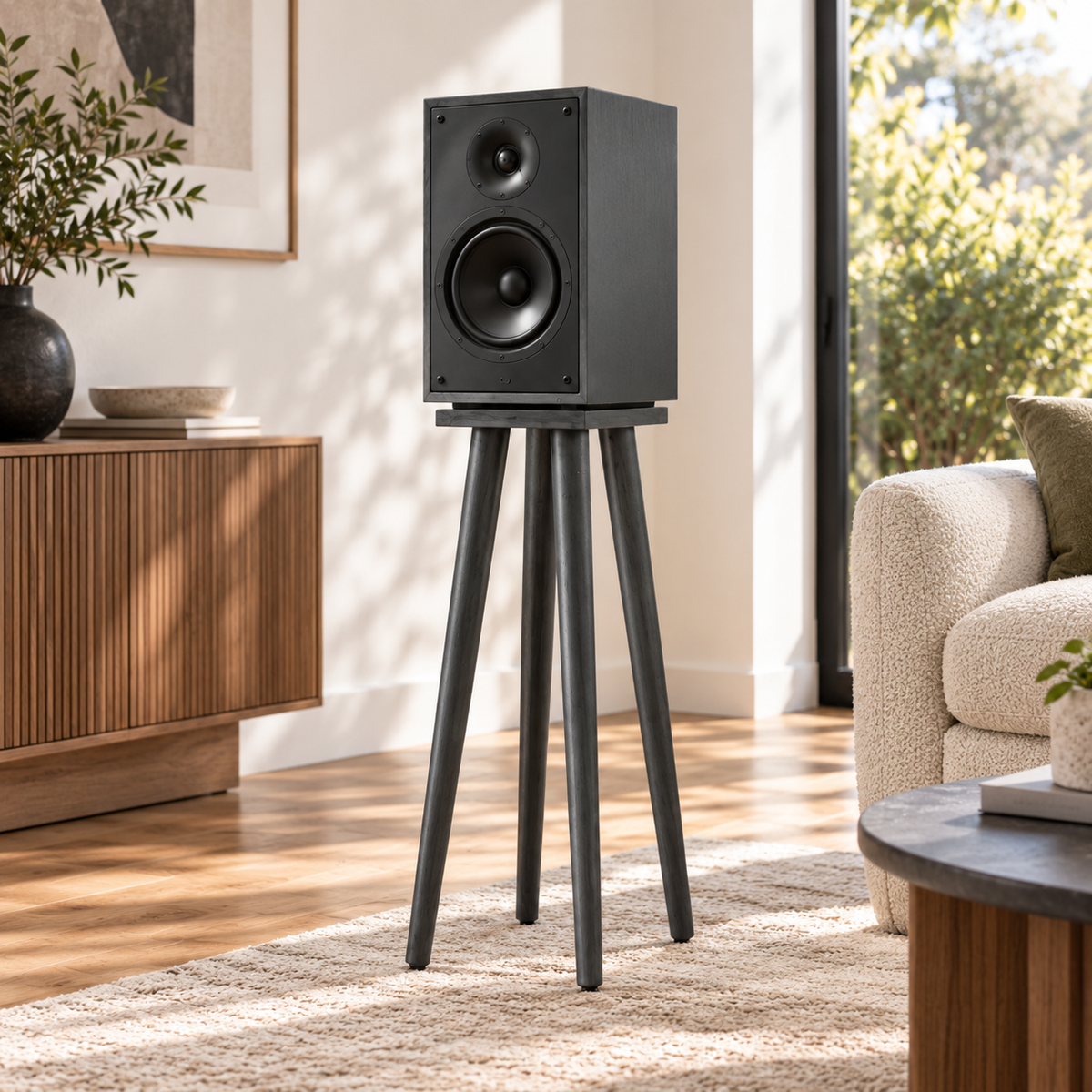 Speaker Stands Set of 2, Heavy Duty Speaker Stand, Mid Century Modern Speaker Stand, Wooden Audio Stand, HiFi Speaker Stand