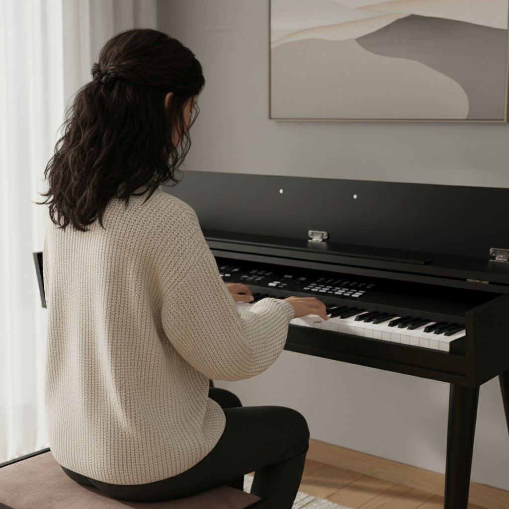 Modern Piano Stand – Digital Keyboard Stand, Minimalist MDF Piano Furniture & Music Room Console