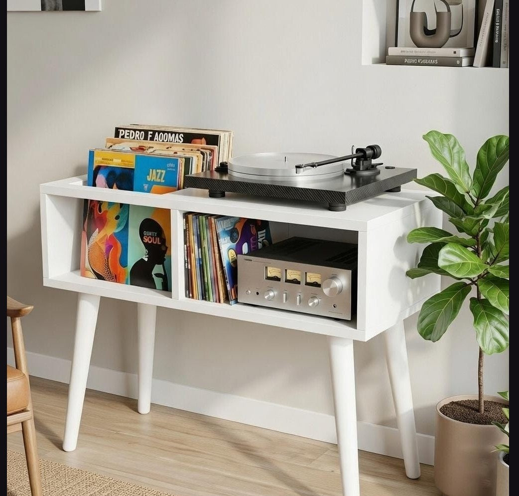 Modern Record Player Stand – 80 cm Turntable Table & Vinyl Storage Furniture