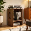 Compact Record Player Stand with Vinyl Storage – Turntable Stand & LP Organizer