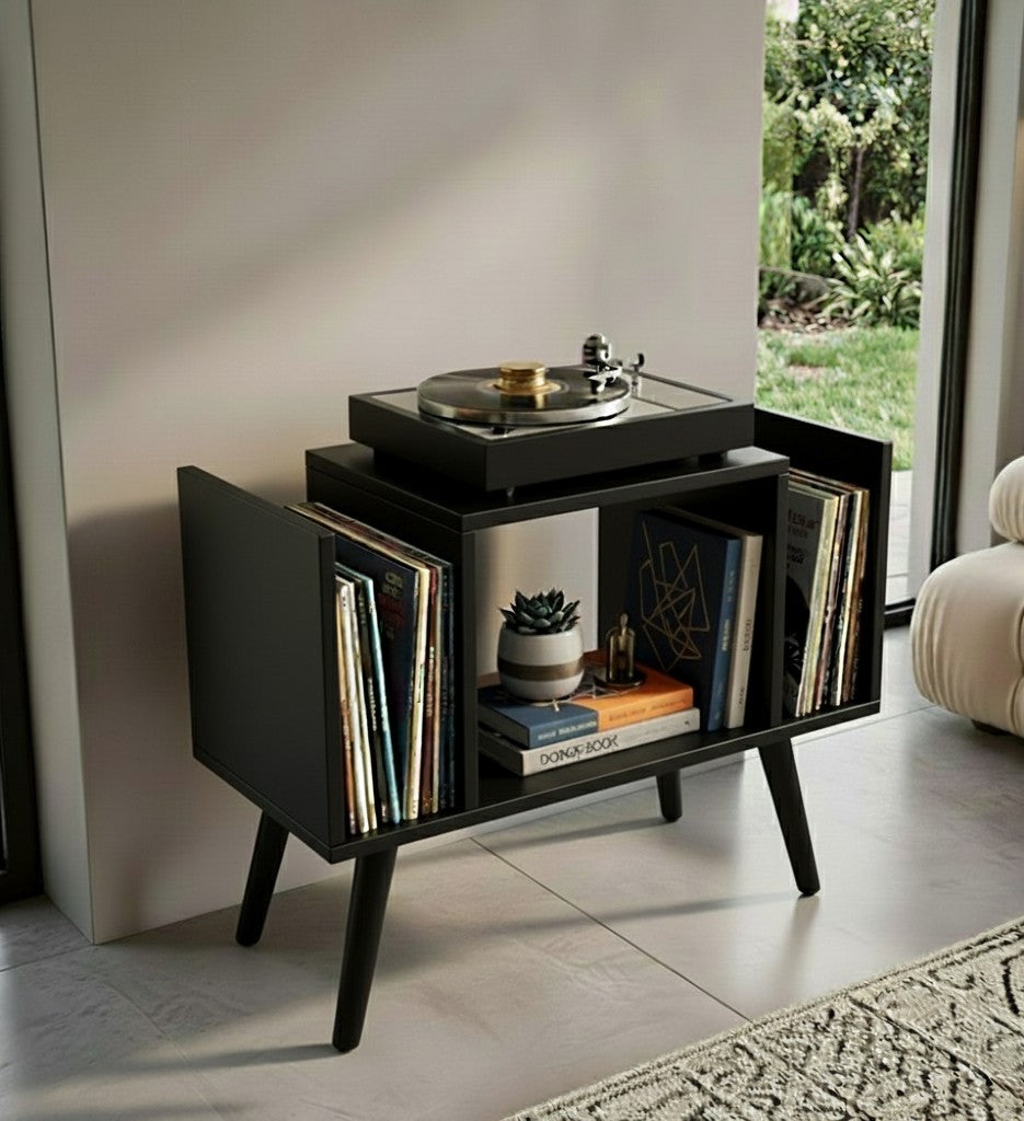 Compact Record Player Stand with Vinyl Storage – 67.5 cm Turntable Stand & LP Organizer