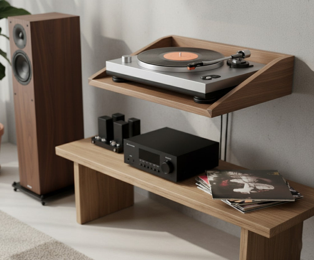 Custom Floating MDF Wall Shelf for Turntables, Record Players, Projectors & Audio Equipment – Modern Space-Saving Display