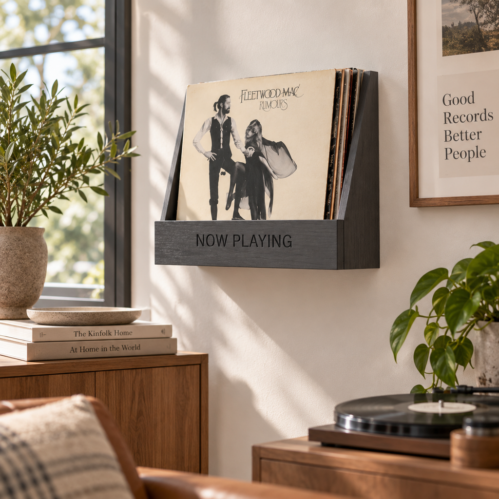 Compact Vinyl Record Display Organizer – Slim LP Storage Stand