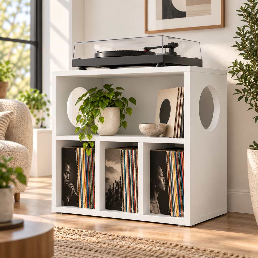 Record Player Stand with Vinyl Storage – Turntable Stand