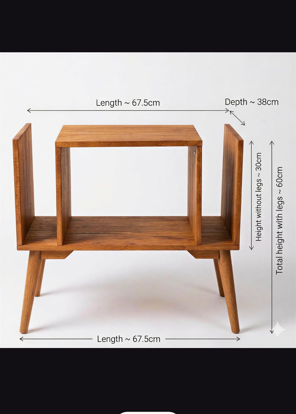 Compact Record Player Stand with Vinyl Storage – 67.5 cm Turntable Stand & LP Organizer