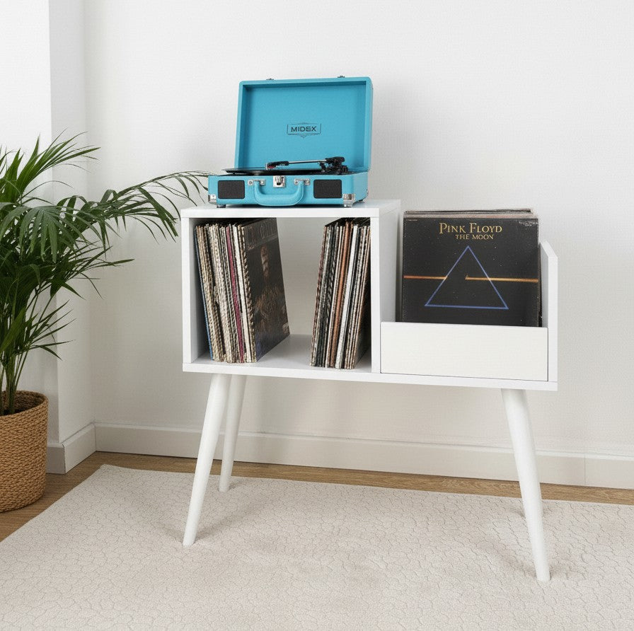 80 cm Record Player Stand with Vinyl Storage – 70 cm Tall Turntable Stand & LP Organizer