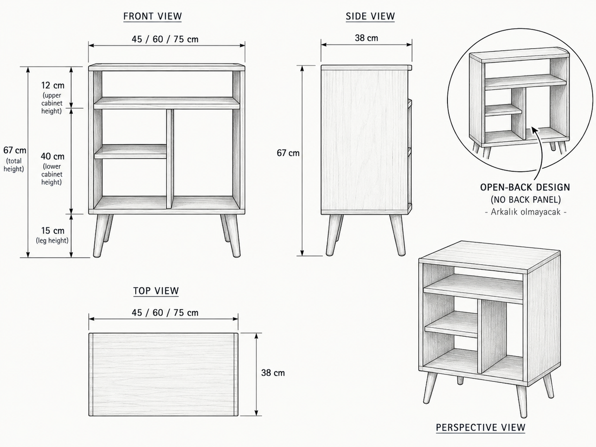 Modern Record Player Stand with Vinyl Storage – Turntable Stand & LP Organizer