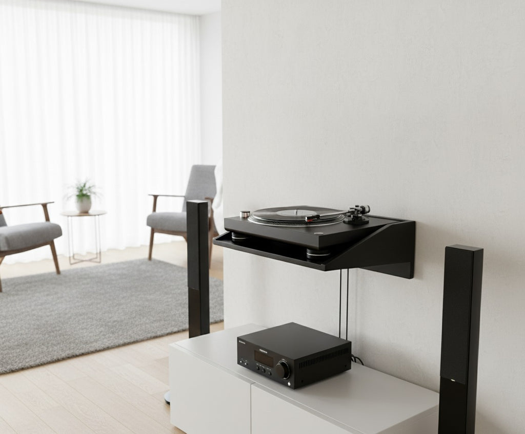 Custom Floating MDF Wall Shelf for Turntables, Record Players, Projectors & Audio Equipment – Modern Space-Saving Display