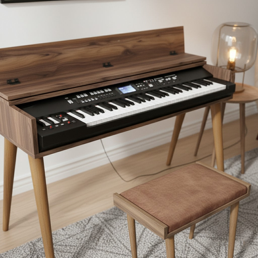 Minimalist Digital Piano Stand – Modern Keyboard Furniture, Custom MDF Piano Console for Home & Studio