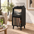 Tall Narrow Record Player Stand with Vinyl Storage – Compact Turntable Cabinet