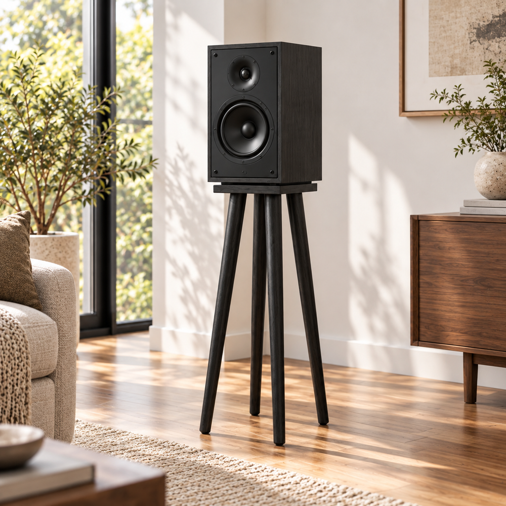 Speaker Stands Set of 2, Heavy Duty Speaker Stand, Mid Century Modern Speaker Stand, Wooden Audio Stand, HiFi Speaker Stand