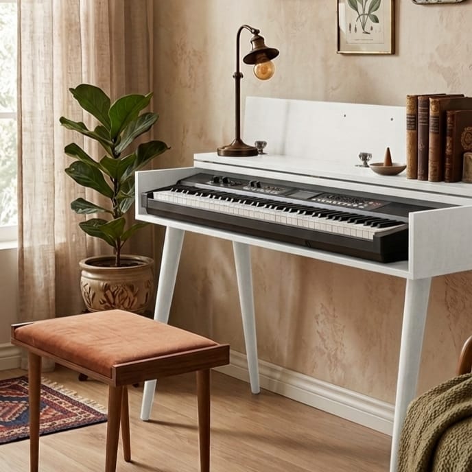 Custom Piano Stand, Digital Piano Stand, Keyboard Stand, MIDI Keyboard Desk, 88 Key Piano Furniture, Modern Walnut Music Stand