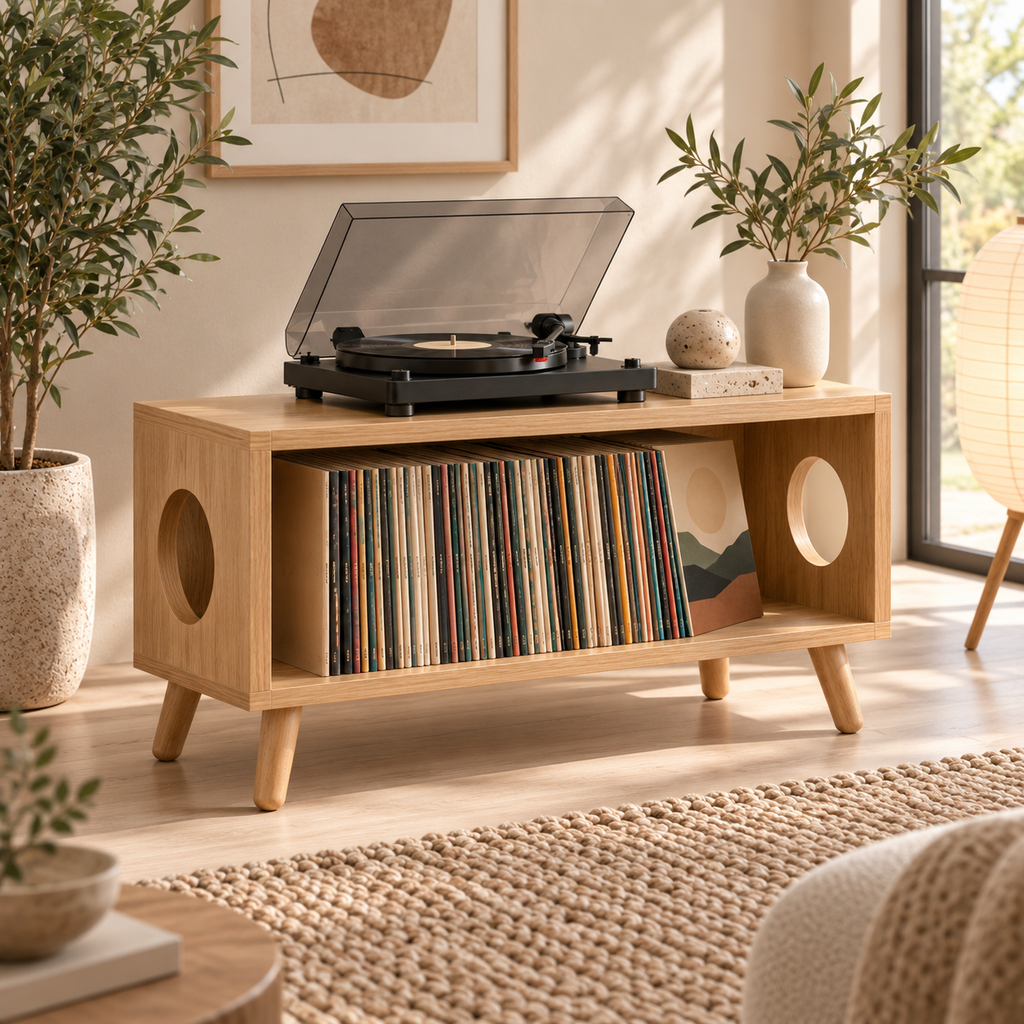 ロープロファイル レコードプレーヤー・スタンド ― レコード収納＆ターンテーブル用家具