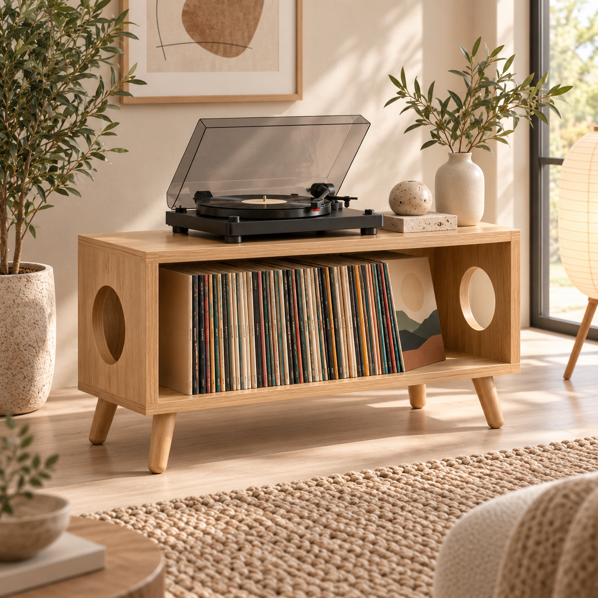 ロープロファイル レコードプレーヤー・スタンド ― レコード収納＆ターンテーブル用家具
