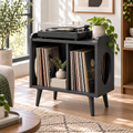 Compact Record Player Stand with Vinyl Storage – Turntable Stand & LP Organizer, 45 cm Wide