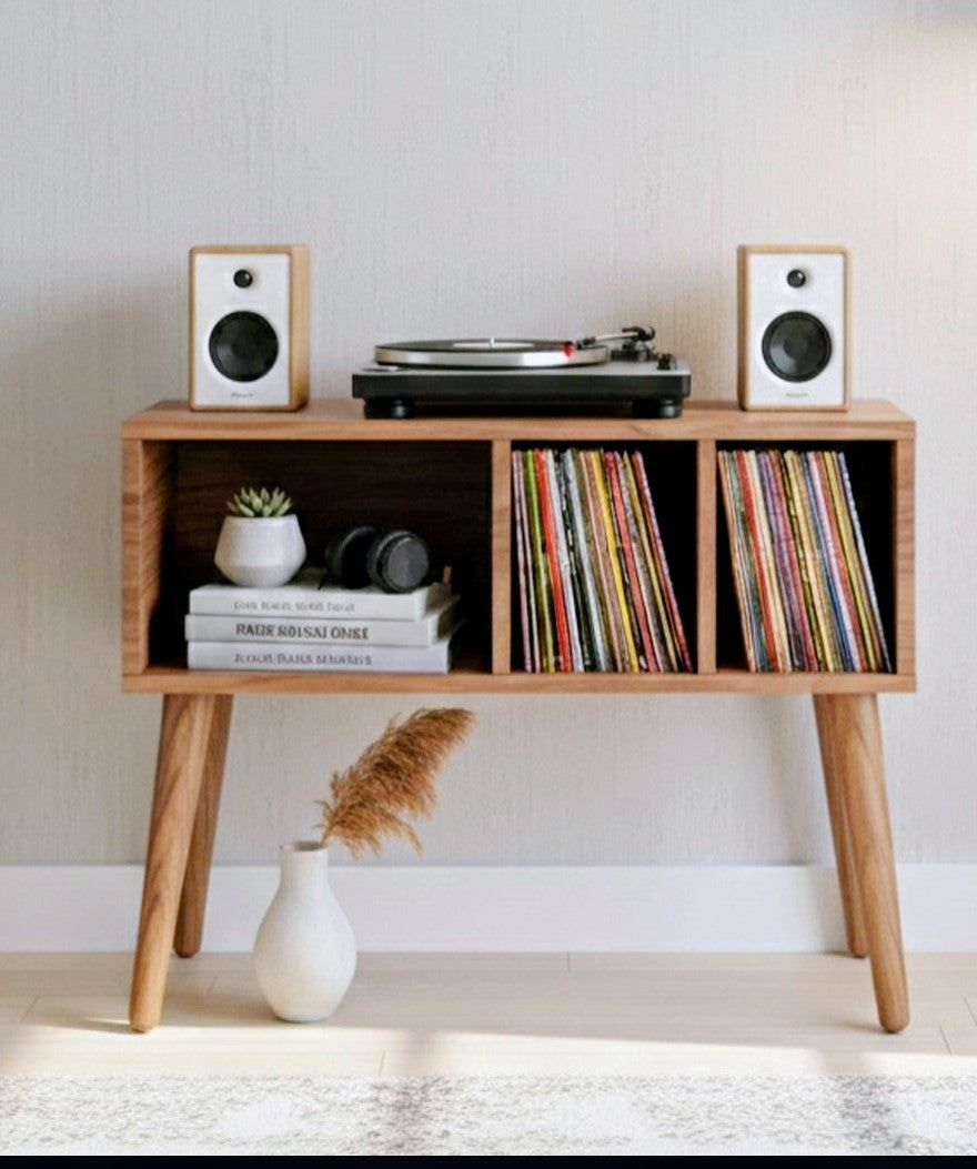 ミッドセンチュリー・レコードプレーヤー用スタンド – 80cm ターンテーブルスタンド（レコード・オーディオ機器用）