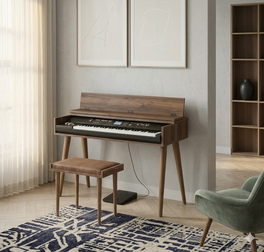 MDF Piano Stand, Digital Piano Stand, Keyboard Stand, Electric Piano Furniture, Piano Keyboard Table, Modern Music Stand, Home Studio